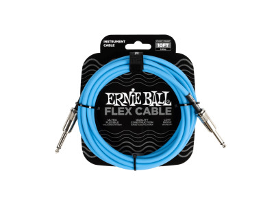 Ernie Ball P06412 FLEX INSTRUMENT CABLE STRAIGHT 10FT - BLUE 