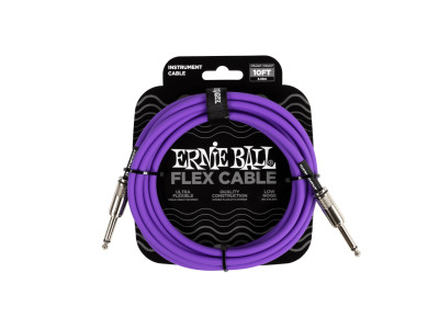 Ernie Ball P06415 FLEX INSTRUMENT CABLE STRAIGHT 10FT - PURPLE 