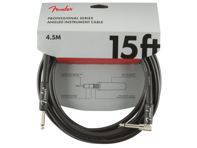 Fender Professional Series Straight to Right Angle Instrument Cable - 15 foot Black 