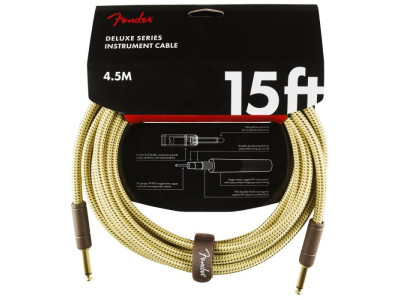 Fender PRIBOR Deluxe Series Straight to Straight Instrument Cable - 15 foot Tweed 