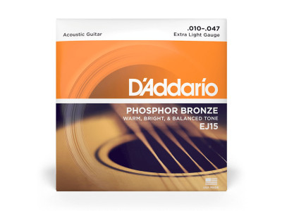 D'Addario 10-47 Extra Light Acoustic Guitar Strings EJ15 